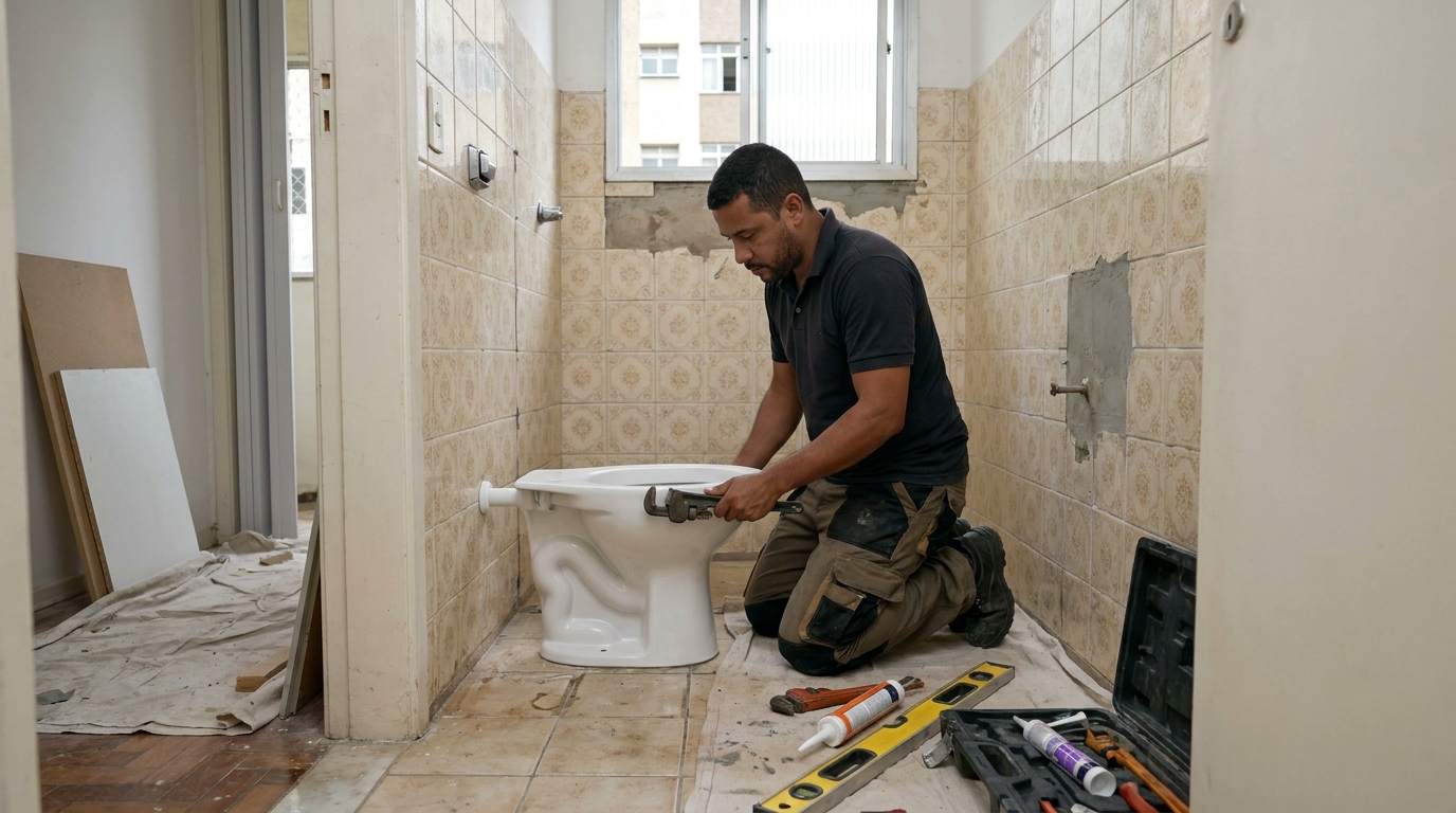 Instalação de vaso sanitário profissional em Palmas‑TO